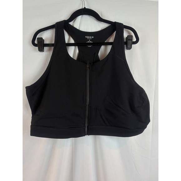 TORRID ACTIVE Black Zip Front Racerback Sports Bra Plus Size Torrid 4 - Picture 2 of 7
